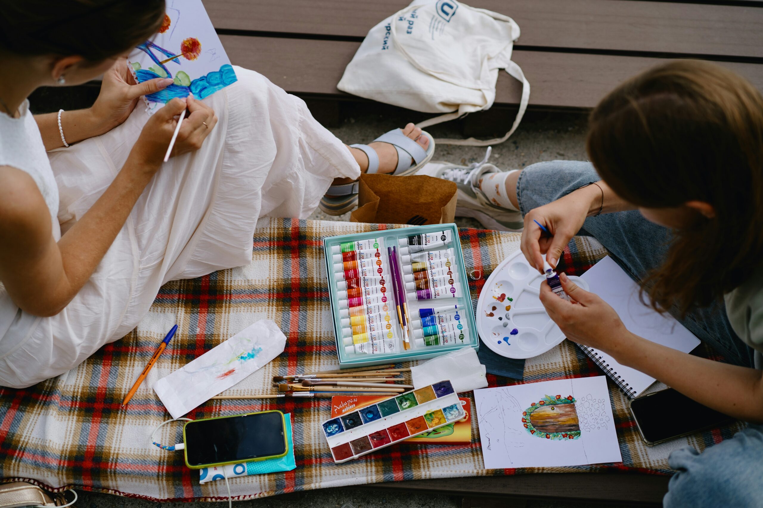 Young people taking part in a creative activity together